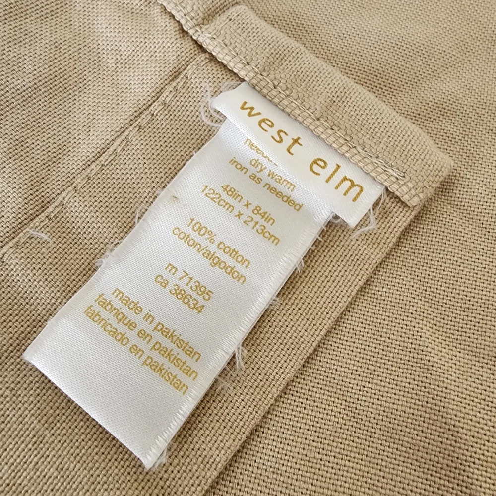 West Elm Tan Cotton Canvas Curtains with Silver Grommets (Set Of 3)